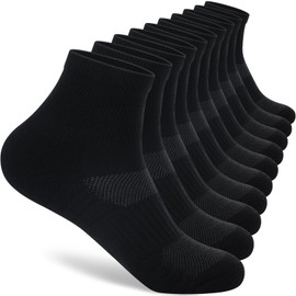 Monxiery Mens 100% Cotton Cushioned Ankel Socks, Moisture Wicking Breathable Athletic Performance Running Quarter Socks