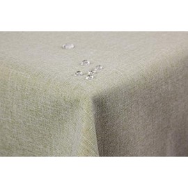 First-Tex Tablecloth Linen Look Lotus Effect Washable with Straight Hem Edge 135 x 200 cm Square in Light Green