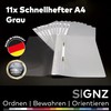 signz SIGNZ Schnellhefter DIN A4, stabil, 11 Stück, grau, transparenter
