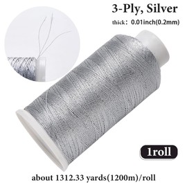 CABODYALS 1200M Silver Embroidery Thread Decorative Knit Floss Friendship Bracelet Cross Stitch Spool Threads Metallic Needlework String for Sewing Makig Art Jewelry Craft Hang Tags Birthday
