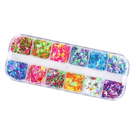 Baluue 12 Colors Laser Holographic Nail Art Sequins Sparkly Paillettes for Manicure Suitable for DIY Nail Decoration