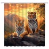 Tiger Shower Curtain African Wildlife Animal Mountain Laying Under Stone