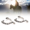 EIMSOAH 2PCS Silver Stainless Steel Horse Spurs, with Pattern, Cowboy