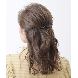 Vingtaine H7046-BK- Tortoise Shell Style Ribbon Silhouette Barrette Knot Marble Thin Hair Accessory
