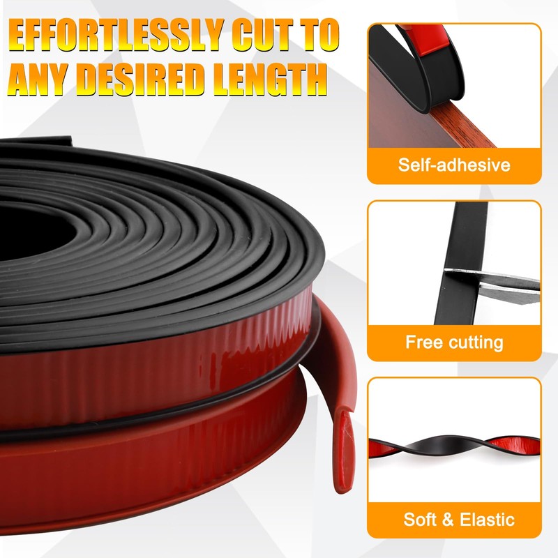 U-Shape Flexible Edge Protector Banding, 0.6" x 20ft Self Adhesive