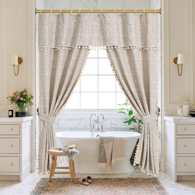 BRIOFOX Shower Curtain Rod Adjustable 18-64 Inch, No Drilling Non