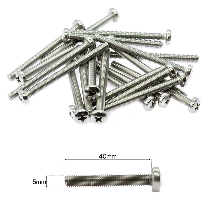 M5 (5mm x 40mm) Phillips Pan Head Machine Screws -