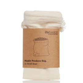 Life Basics by Nourished Life Organic Cotton Muslin Produce Bag - Small, 2 Pack