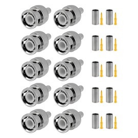 Vecys BNC Connectors 50 Ohm BNC Crimp Male Connector for RG58 RG142 RG400 LMR195 RF Coaxial Cable Pack of 10