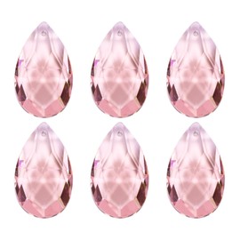 PATIKIL K9 Crystal Pendants Teardrop Beads, 6 Pack 38mm Chandelier Prisms Parts Hanging Beads DIY Lamp for Arts Crafts Decoration, Pink