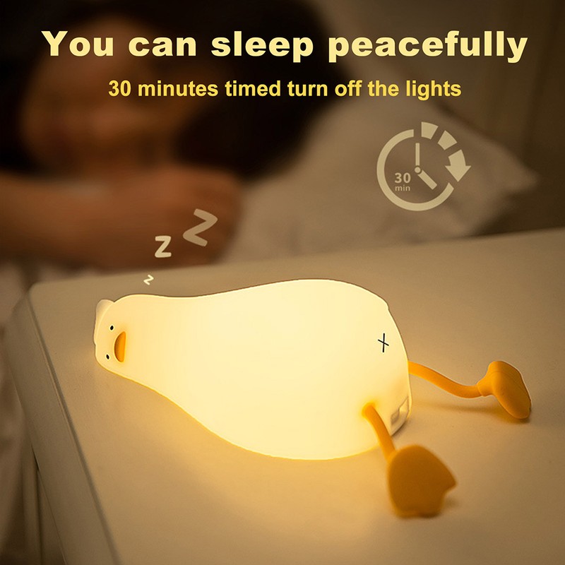 Lying Flat Duck Night Light Cute LED Duck Lamp Silicone
