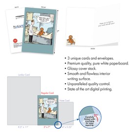 NobleWorks Assortment Pack of 3 Hilarious Get Well Greeting Cards with Envelopes (3 Designs, 1 Each) Comic Relief VC10225GWG-C1x3