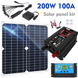Unbranded 3000W 4000W 6000W Sine Wave Power Inverter DC 12V to AC 110V Converter Digital - A:200W Solar Panel Kit