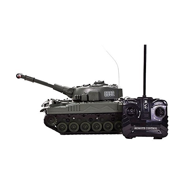 High quality tank with remote control (dark green), brilliant sound and light effects, high-tech RC toy with remote control without shooting function