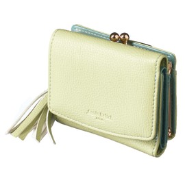 SONIA REITEL Nubuck Style Mini Wallet Made by Downtown Wallet, Ladies, Trifold Type, Easy to Take Out, Box Shape, Coin Purse, Mother's Day, Present, Gift Boxed, bicolorL.Green