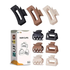 3 Style Hair Claw Clips | 9 pcs Medium Claw Clips,Small Claw Clips Hair Clips for Women,Rectangle Claw Clips for Fine Hair,Square Hair Clips for Thin Hair Accessories for Women (Brown01)