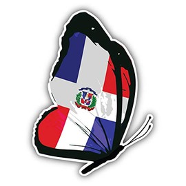 JJH Inc Magnet Dominican Republic Flag Butterfly Flexible Vinyl Magnet Waterproof Car Magnetic Bumper Sticker 5"