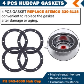 CheeMuii Hubcap Plug and Gasket Set 8 PCS 359-5990 Rubber Plugs and 4 PCS 330-3009 Gaskets Fit for Trailer Hub Cap Stemco 343-4009