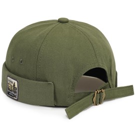 MESU Brimless Docker Cap for Men Sailor Cap Retro No Brim Hat Skullcap Beanie Hat C-Green