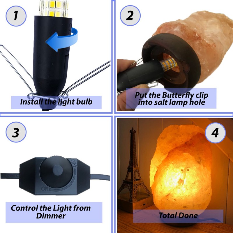 SPHIRES Salt Lamp Cable, Lamp Replacement Electric Cable with Metal