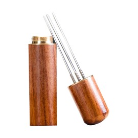 Tongke WDT Wooden Espresso Distribution Tool, Stainless Steel Needle Distributor, 5 Needles Coffee Stirrer (Brown)