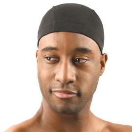 Titan Spandex Dome Cap with Tea Tree & Coconut Oil | Men’s Skull Cap for Hair Protection & Comfort | Moisturizing Skullies & Beanies, Black Color 1PC