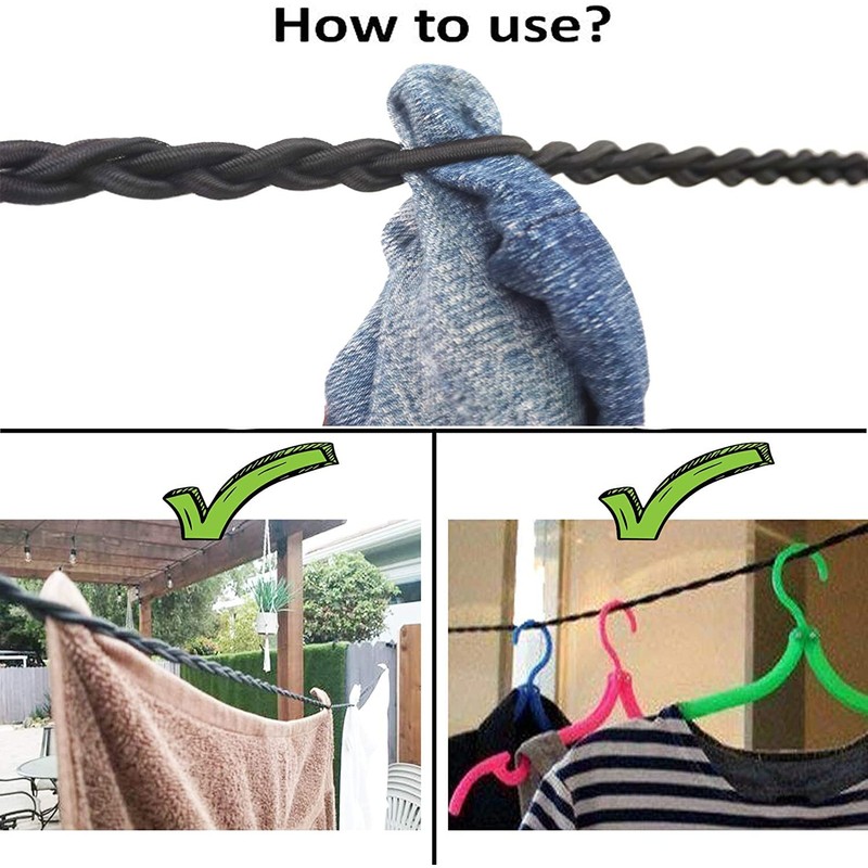 AUXPhome Tri-Braided Cord Clothes Line, Drying Rope Portable Travel Clothesline