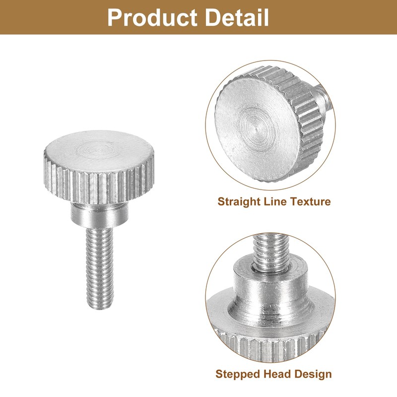 sourcing map M3x10mm Knurled Thumb Screws, 5pcs 304 Stainless Steel