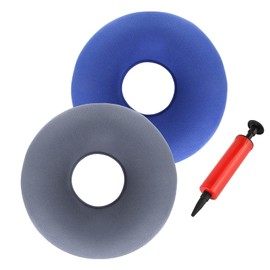 ZTMAKYLH Aufblasbares Orthopädisches Rundkissen, 2 Stücke Hämorrhoiden Sitzkissen, Kissen Aufblasbar Donut, Orthopädisches Rundkissen mit Pumpe, Weich Sitzring, zur Linderung Körperdrucks (36 cm)