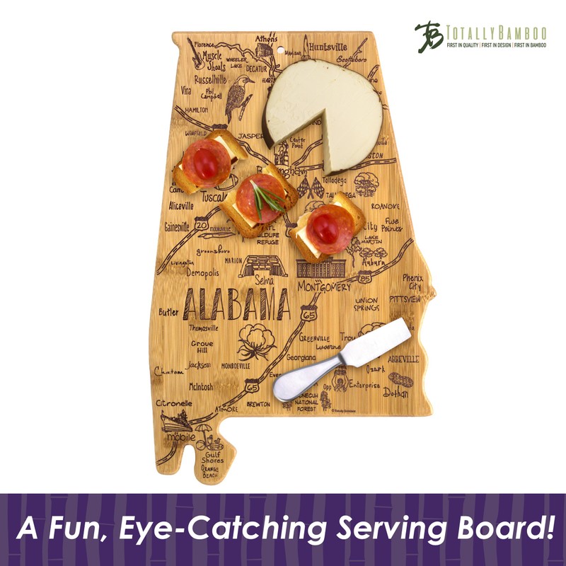 Totally Bamboo Alabama State Destination Bamboo Serving and Cutting Board