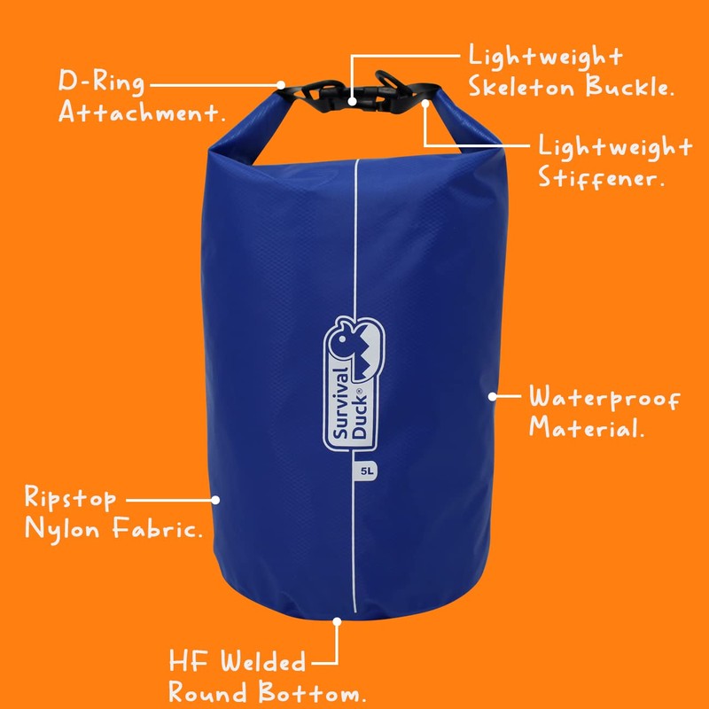 Survival Duck 5 Litre Waterproof Dry Bag Red| Medium Size