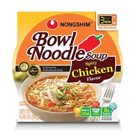 Nongshim Bowl Noodle Soup, Spicy Chicken, 3.03 Ounce (Pack of 12)-SET OF 4
