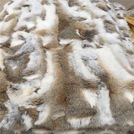 100% Real Rabbit Fur Blanket Rug Rabbit Fur Throw Luxury Soft Plush Shaggy Fleece Carpert Mat (22" X43" Straw Yellow)
