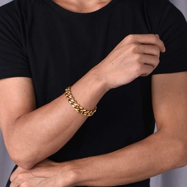 U7 Heavy Gold Chain Bracelet Cuban Link Mens Braclet