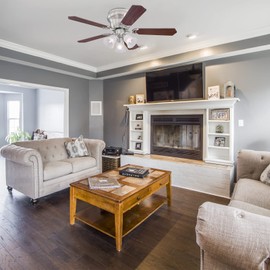 Ciata Lighting 42 Inch Contempra Trio Brushed Nickel Indoor Ceiling Fan with Dimmable LED Light Fixture in Frosted Glass with Reversible Rosewood/Bird s Eye Maple Blades