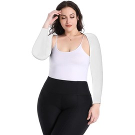 VELISDE Plus Size Advanced Cooling Shawl Arm Sleeves Sun Protection for Women Breathable Anti-UV Golf & Outdoor Sports Cooler Shrug (White,4XL)