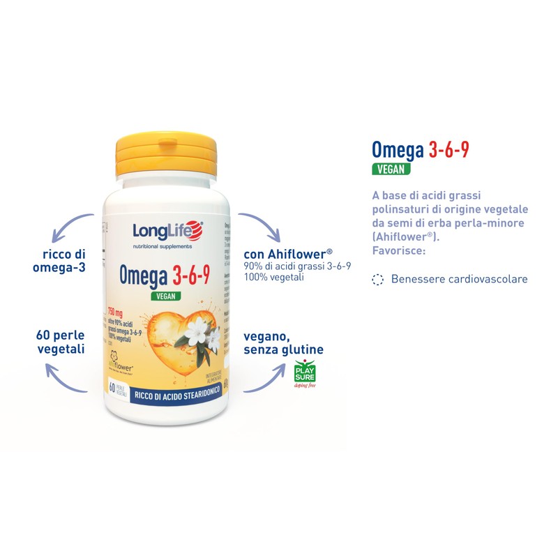 LongLife® Omega 3-6-9 Vegan | Con Ahiflower® | Oltre 90%