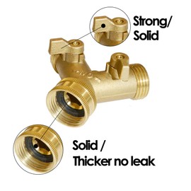 HQMPC Brass Garden Hose Y Valve Hose Splitter Water Garden Hose Adapter 2 Way 3/4" GHT Thread