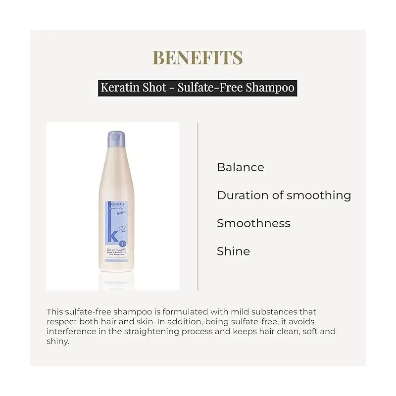Shampoo Alisado Semi Permanenente Salerm Keratin Shot 500 Ml