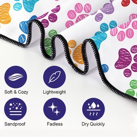 Rstick Cute Dog Paw Beach Towel Oversized 36”x 72”Quick Dry Sand-Free Colorful Bath Towels for Swim Pool Camping Travel