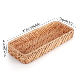posionks 1 Rattan Bathroom Bread Basket Braided Basket Storage Small Basket Vanity Trays for Storage, Decorative Toilet Container (Natural 28 x 11.5 x 4 cm)