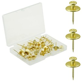 36 PCS Double Headed Thumb Tacks Push Pin for Picture Hanging, Wall Nails for Hanging, Nails for Wall Decor, Picture Hangers (Gold)