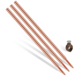 10FT Ground Rod, 5/8'' Full Size Copper Clad Carbon Steel Grounding Rod, 254um (UL-467 Standard) Red Copper Coating with Silicon Bronze Ground Rod Clamp UL & CSA Listed