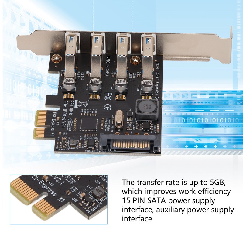 PCI E to USB 3.0 Expansion Card 5GB Transmission 4