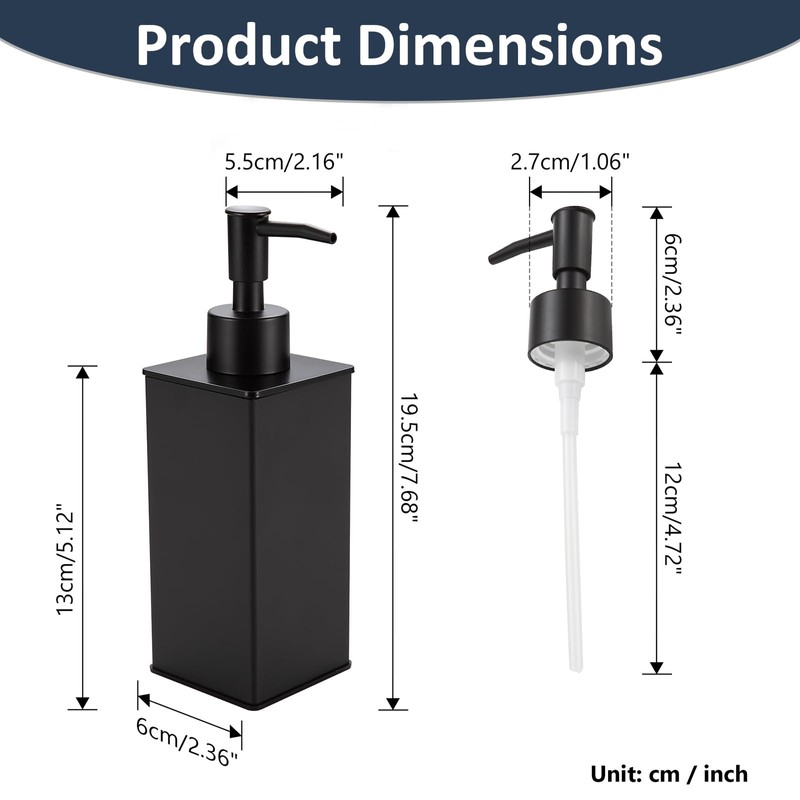 DAZI Soap Dispenser, Black, Refillable Standing Soap Dispenser, Premium Metal