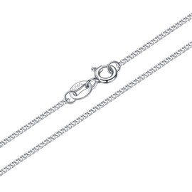 CERSLIMO S925 Sterling Silver Chains for Women Girls - Silver Chain Necklace 14" 16" 18" 20" 24" 1mm Thick Italian Curb Chains for Kids | For Layered Looks, Gifts or Chain Replacements, 16"