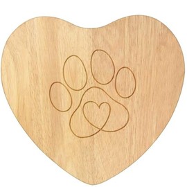'Pawprint Heart' Wooden Heart Shaped Chopping/Cutting Board (WB00085146)
