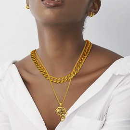 Gold Elephant African Necklace For Women Men,18k Gold Plated Tribal Egyptian Continent Jewelry for African American