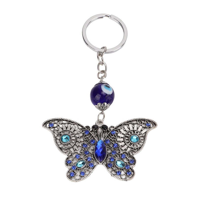 5Pcs Rhinestone Keychain Handcrafted Exquisite Beautiful Shiny Butterfly Shape Evil