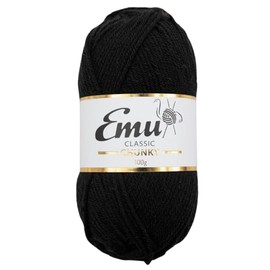 Emu Classic Chunky Acrylic Yarn 100g Ball 164m, Black - 123